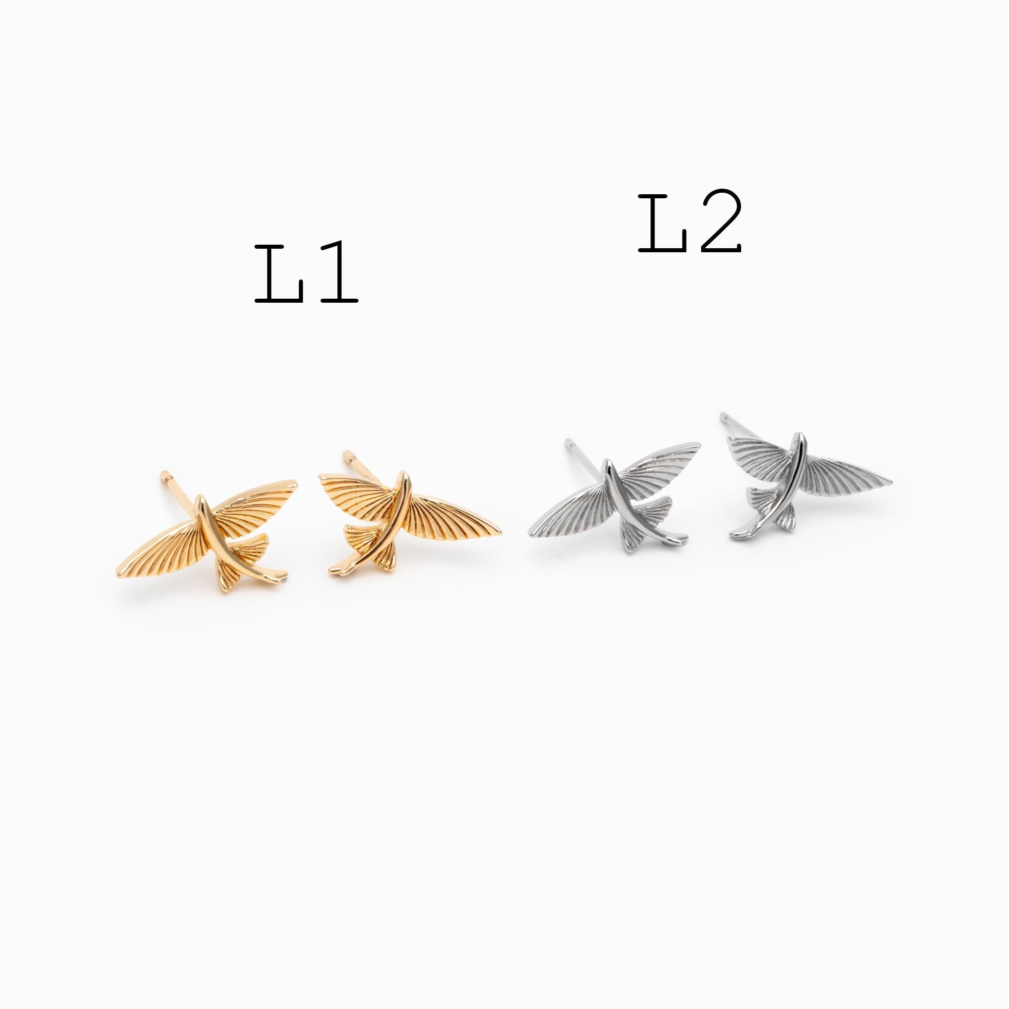 10 pieces- Ocean Theme Gold Stud Earrings, Sea Animal Studs, Dolphin Turtle Shell Shark Earrings, Wholesale Jewelry Supplies (GB-4460)